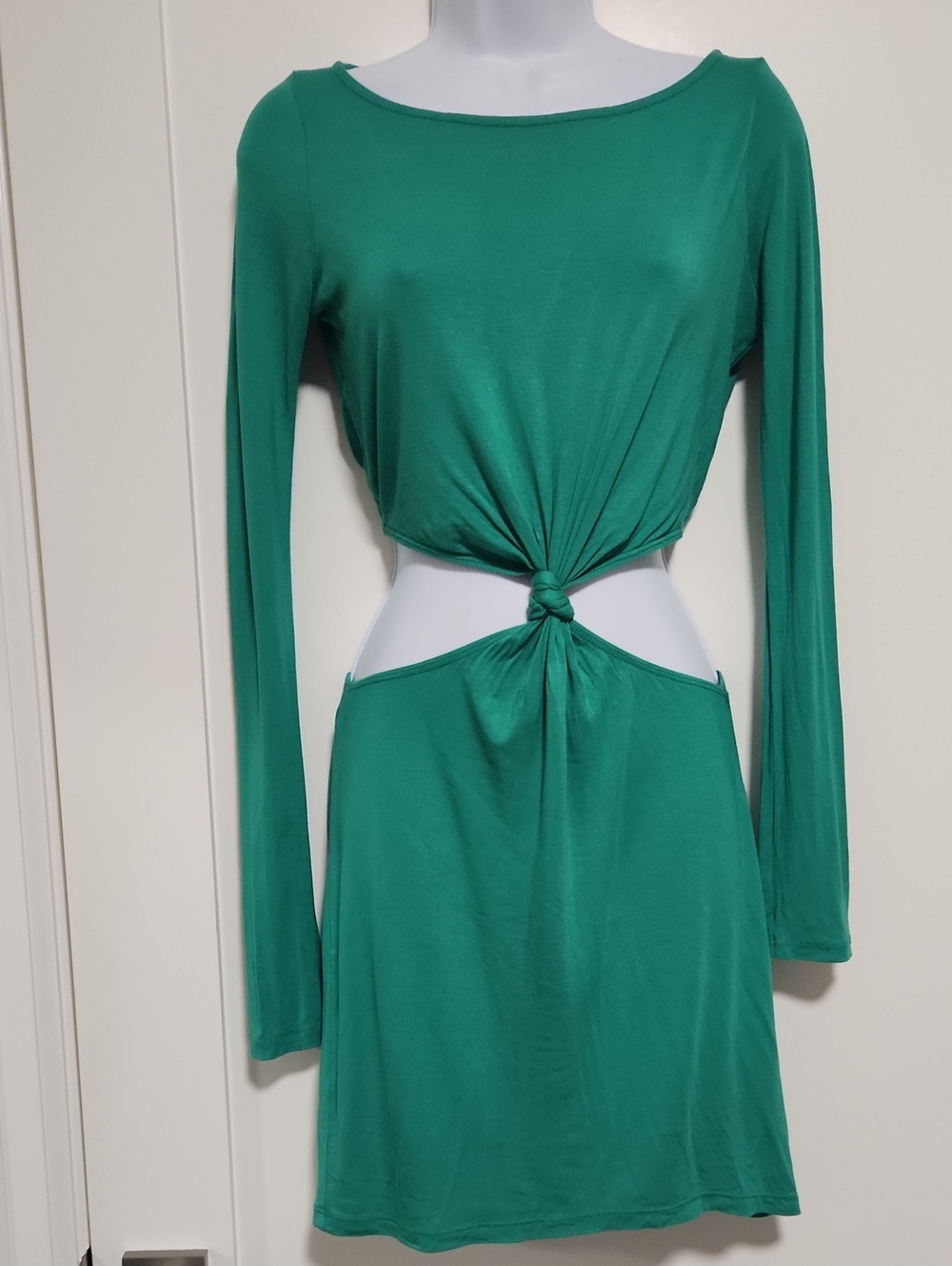 ASOS Green Knot-Front Long Sleeve Dress